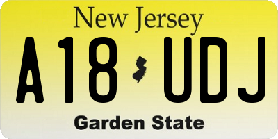 NJ license plate A18UDJ