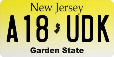 NJ license plate A18UDK
