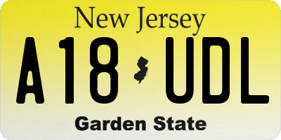 NJ license plate A18UDL