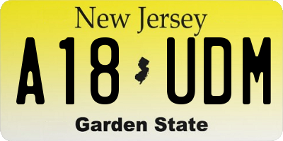 NJ license plate A18UDM