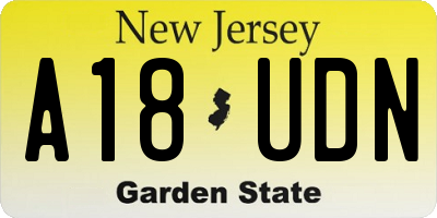 NJ license plate A18UDN