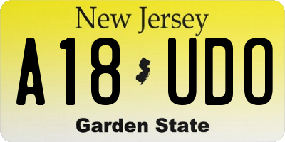 NJ license plate A18UDO