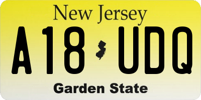 NJ license plate A18UDQ