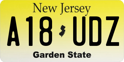 NJ license plate A18UDZ