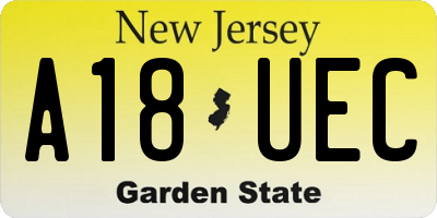 NJ license plate A18UEC