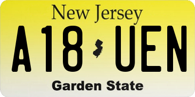 NJ license plate A18UEN