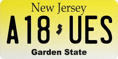 NJ license plate A18UES