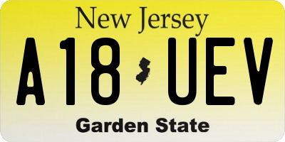 NJ license plate A18UEV