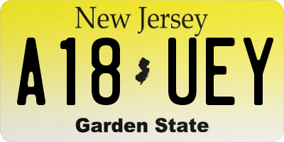 NJ license plate A18UEY