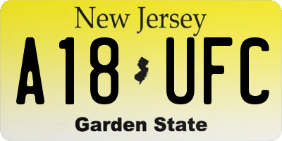 NJ license plate A18UFC