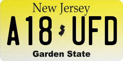 NJ license plate A18UFD