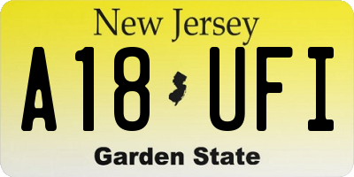 NJ license plate A18UFI