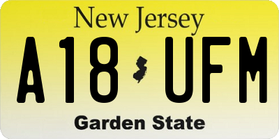 NJ license plate A18UFM