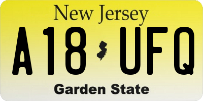 NJ license plate A18UFQ