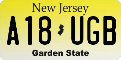 NJ license plate A18UGB