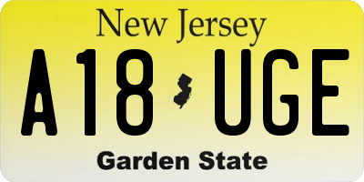 NJ license plate A18UGE