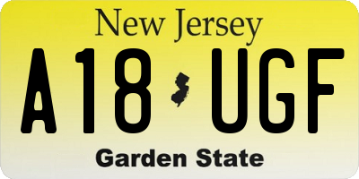 NJ license plate A18UGF