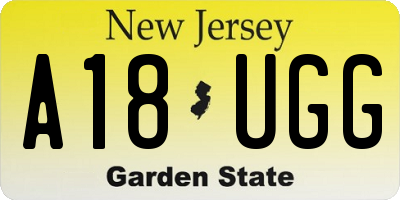 NJ license plate A18UGG