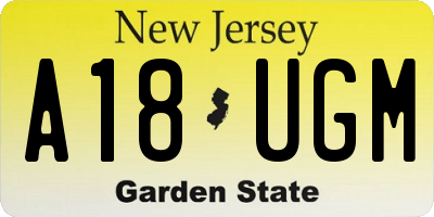 NJ license plate A18UGM