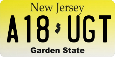NJ license plate A18UGT