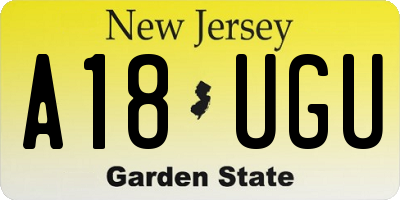 NJ license plate A18UGU