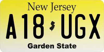 NJ license plate A18UGX