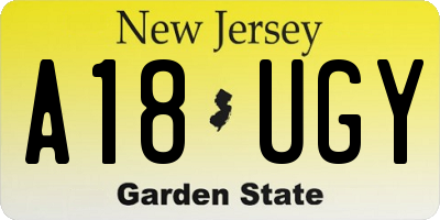 NJ license plate A18UGY