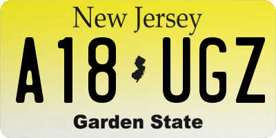 NJ license plate A18UGZ