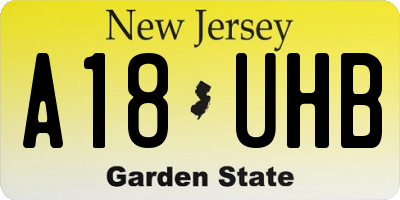 NJ license plate A18UHB
