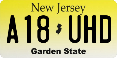 NJ license plate A18UHD