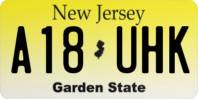 NJ license plate A18UHK