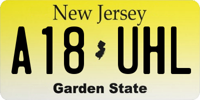 NJ license plate A18UHL