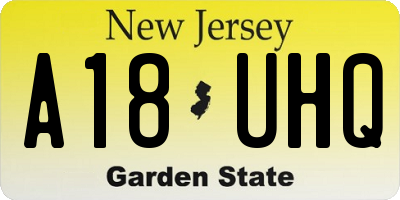 NJ license plate A18UHQ
