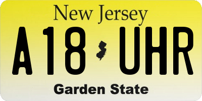 NJ license plate A18UHR