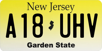 NJ license plate A18UHV