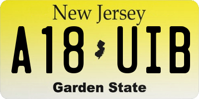 NJ license plate A18UIB