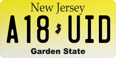 NJ license plate A18UID