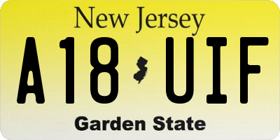 NJ license plate A18UIF