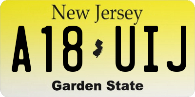NJ license plate A18UIJ
