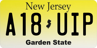 NJ license plate A18UIP