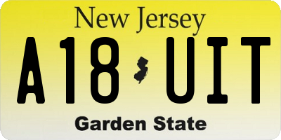 NJ license plate A18UIT