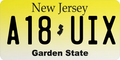 NJ license plate A18UIX