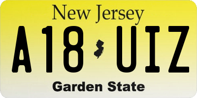NJ license plate A18UIZ