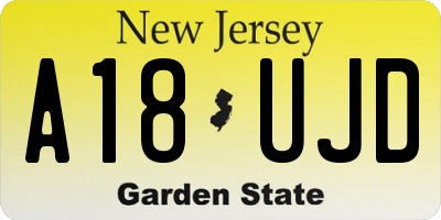 NJ license plate A18UJD