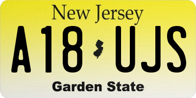 NJ license plate A18UJS