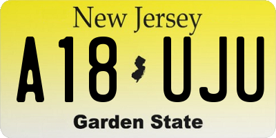 NJ license plate A18UJU