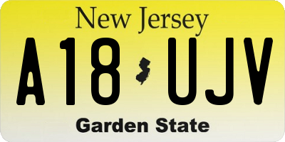 NJ license plate A18UJV