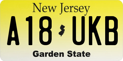 NJ license plate A18UKB