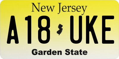 NJ license plate A18UKE