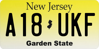 NJ license plate A18UKF